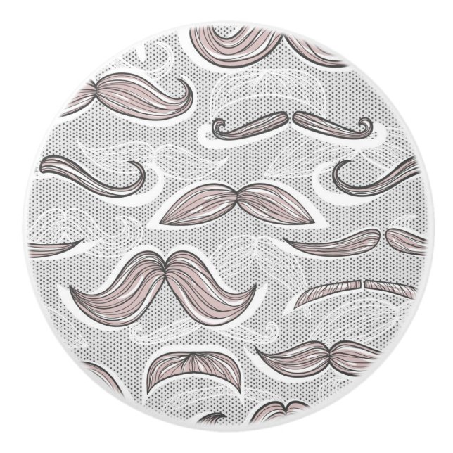 Bouton De Porte En Céramique Motif à la mode de moustache (Devant)
