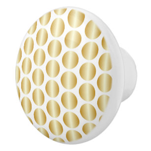 Bouton De Porte En Céramique Motif à pois dorés