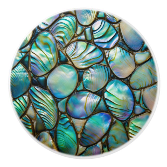 Bouton De Porte En Céramique Motif Abstrait Abalone Shell (Devant)