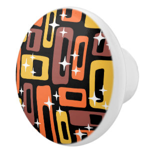 Bouton De Porte En Céramique Motif Abstrait Rétro Milieu de Siècle Moderne