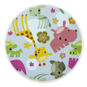 Bouton De Porte En Céramique motif animal de safari