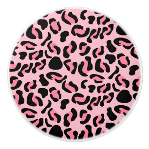 Bouton De Porte En Céramique Motif animalier rose moderne léopard