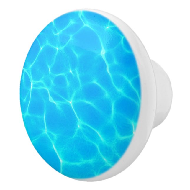 Bouton De Porte En Céramique Motif Aqua Avec Réflexion Vagues (Droite)
