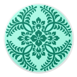 Bouton De Porte En Céramique Motif, Aqua et turquoise japonais de médaillon