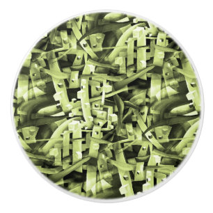 Bouton De Porte En Céramique Motif aquarelle en vert Abstrait contemporain