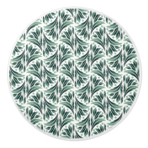 Bouton De Porte En Céramique Motif Art Déco élégant avec feuillage vert