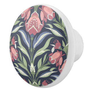 Bouton De Porte En Céramique Motif Art Nouveau Vintage