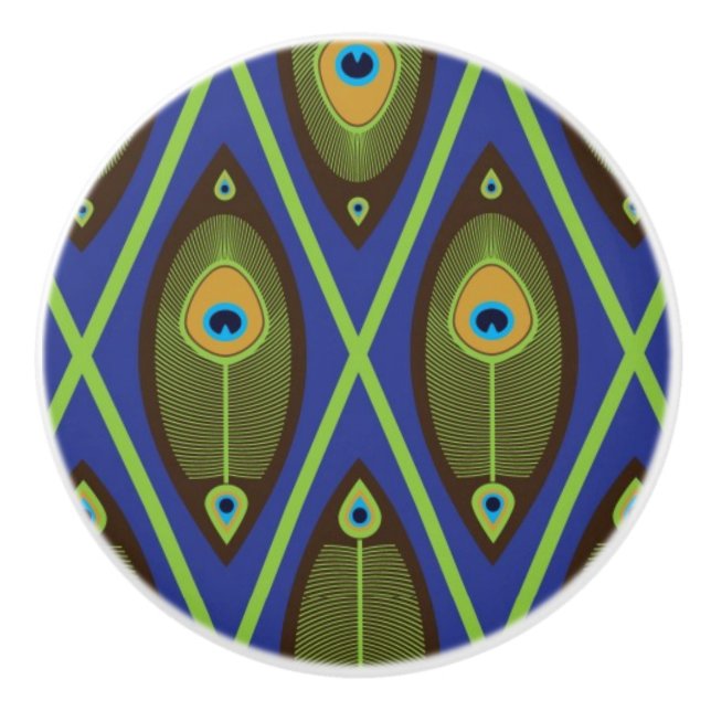 Bouton De Porte En Céramique Motif asiatique (Devant)