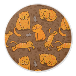 Bouton De Porte En Céramique Motif avec des chats