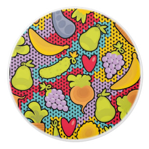 Bouton De Porte En Céramique Motif avec des fruits et légumes