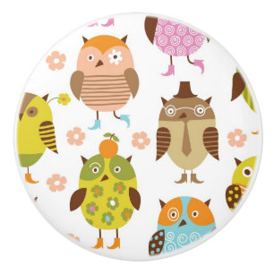 Bouton De Porte En Céramique motif avec des oiseaux