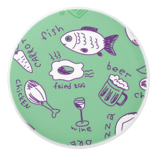 Bouton De Porte En Céramique Motif avec la nourriture