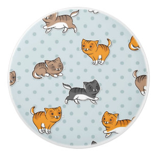 Bouton De Porte En Céramique motif avec les chats drôles