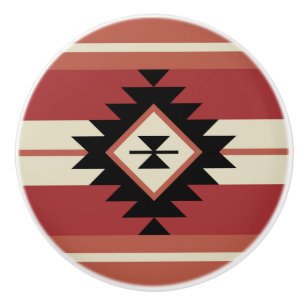 Bouton De Porte En Céramique Motif Aztec