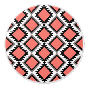 Bouton De Porte En Céramique Motif Aztec