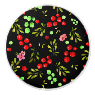 Bouton De Porte En Céramique Motif Baies