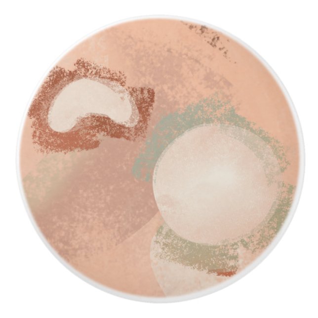 Bouton De Porte En Céramique Motif biologique moderne du milieu du siècle (Devant)