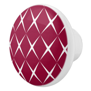 Bouton De Porte En Céramique Motif blanc de diamant de Bourgogne
