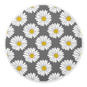 Bouton De Porte En Céramique Motif blanc gris-jaune