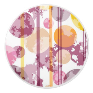 Bouton De Porte En Céramique Motif blanc rayé tacheté