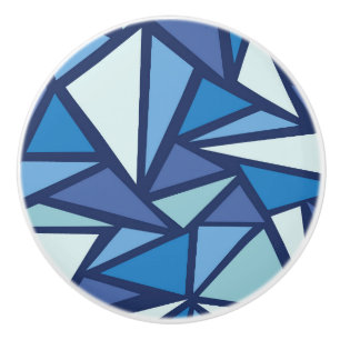 Bouton De Porte En Céramique Motif bleu abstrait de Crsytal de glace
