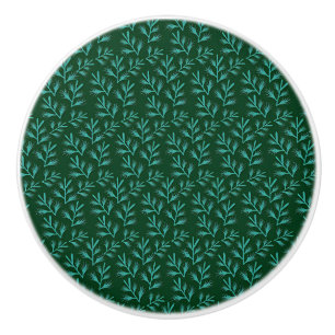 Bouton De Porte En Céramique Motif botanique de couleur bleue de style vintage 