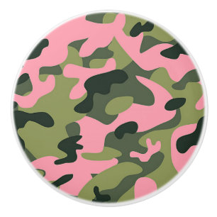 Bouton De Porte En Céramique Motif camouflage de l'armée rose vert Country
