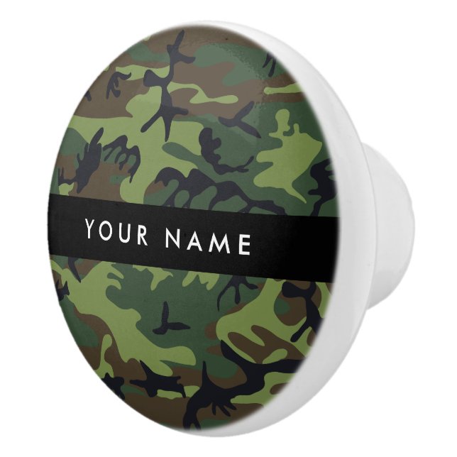 Bouton De Porte En Céramique Motif Camouflage Vert, Votre nom, Personnaliser (Droite)