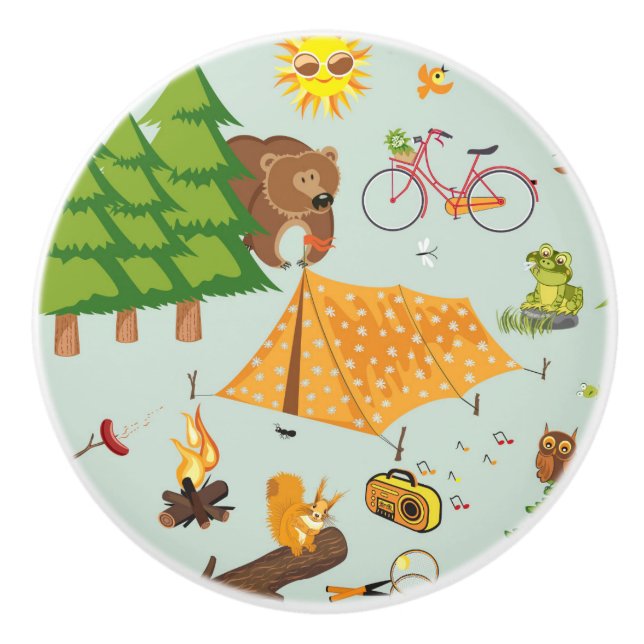 Bouton De Porte En Céramique Motif campant (Devant)