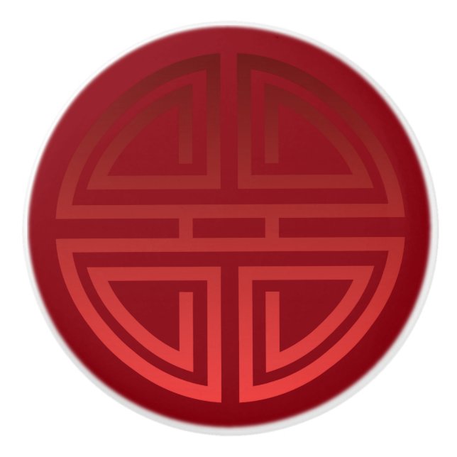 Bouton De Porte En Céramique Motif chinois rouge velouté chic élégant de (Devant)
