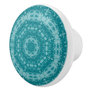 Bouton De Porte En Céramique Motif circulaire bleu usé par le temps