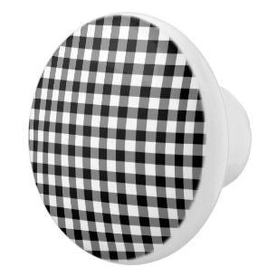 Bouton De Porte En Céramique Motif Classic Noir Et Blanc En vichy Vérifié
