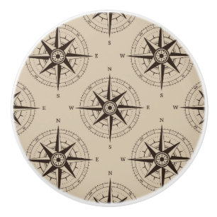 Bouton De Porte En Céramique Motif Compass de navigation