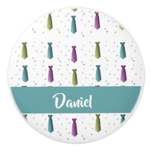 Bouton De Porte En Céramique motif cravate pois