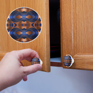 Bouton De Porte En Céramique Motif cuivre et bleu audacieux