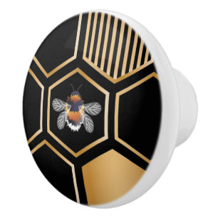 Bouton De Porte En Céramique Motif d'abeilles