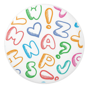 Bouton De Porte En Céramique motif d'alphabet