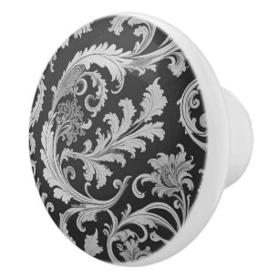 Bouton De Porte En Céramique Motif d'antiquités Monochrome Fleur
