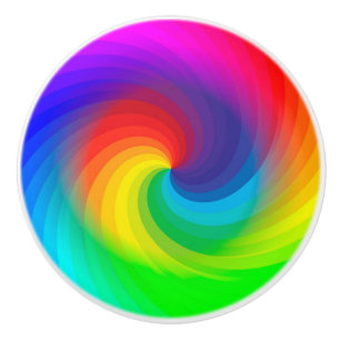 Bouton De Porte En Céramique Motif d'art de Tie Tee Colorée Rainbow Swirl