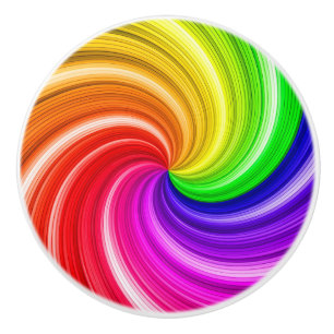 Bouton De Porte En Céramique Motif d'art Spiral Colorful Tie Dye Rainbow Swirl