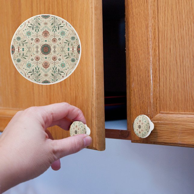 Bouton De Porte En Céramique Motif de Boho Herbs (Créateur téléchargé)