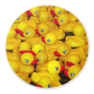 Bouton De Porte En Céramique motif de canards en caoutchouc jaune pâle