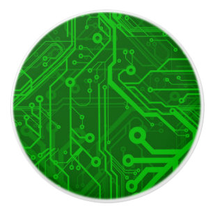 Bouton De Porte En Céramique Motif de carte électronique de vert
