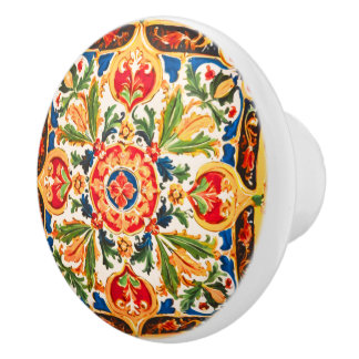 Bouton De Porte En Céramique Motif de céramique sicilien