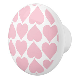 Bouton De Porte En Céramique Motif de cœurs roses, Romantique, Amour