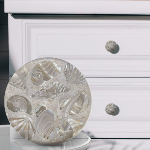 Bouton De Porte En Céramique Motif de coquillages - mère de perle