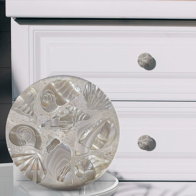 Bouton De Porte En Céramique Motif de coquillages - mère de perle (Créateur téléchargé)