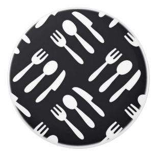 Bouton De Porte En Céramique Motif de couteau de cuillère de fourchette
