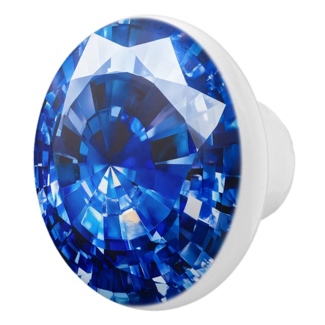 Bouton De Porte En Céramique Motif de cristal Blue Sapphire (Droite)