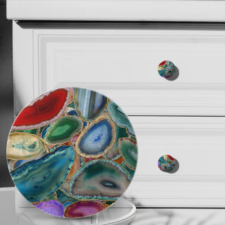 Bouton De Porte En Céramique Motif de cristal de géode - Multicolore